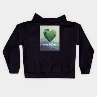 Love Nature No. 1: Green Valentine's Day on a Dark Background Kids Hoodie